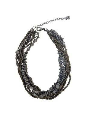 Dark Fairy Beaded Necklace | Smoky Stone & Antique Gold Mystic Soft Goth Jewelry